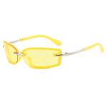 Yellow sunglasses with a black label displaying 'C8' on a white background