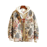 Beige Floral Bomber Jacket