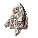 Beige Floral Bomber Jacket