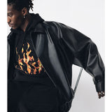 Black Oversized Leather Jacket