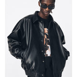 Black Oversized Leather Jacket