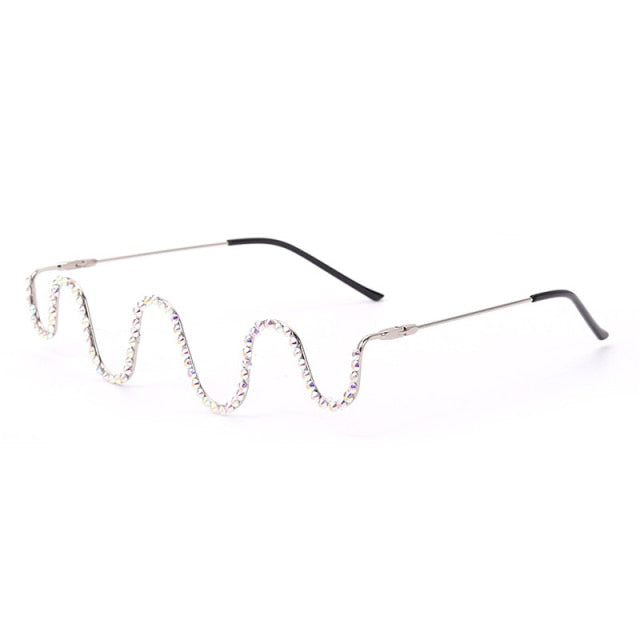 Wave Shape Half Metal Frame Glasses
