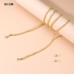 Color 10 Beaded glasses chain laid flat showing seed bead strand and clasp ends