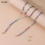 Color 3 Beaded glasses chain laid flat showing mixed bead pattern and clasp ends