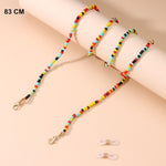 Color 4 Beaded glasses chain laid flat showing clasp ends and silicone eyewear loops