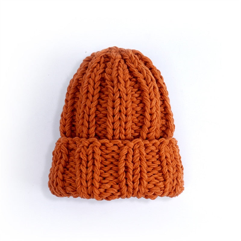 Orange Wool and cotton beanie hat on model