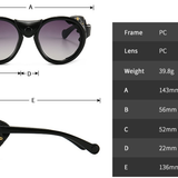 Size chart for Round Steampunk Sunglasses