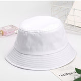 White Kids bucket hat angled view showing crown seam and stitched brim