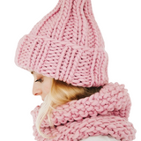 Wool and cotton beanie hat, styled on model